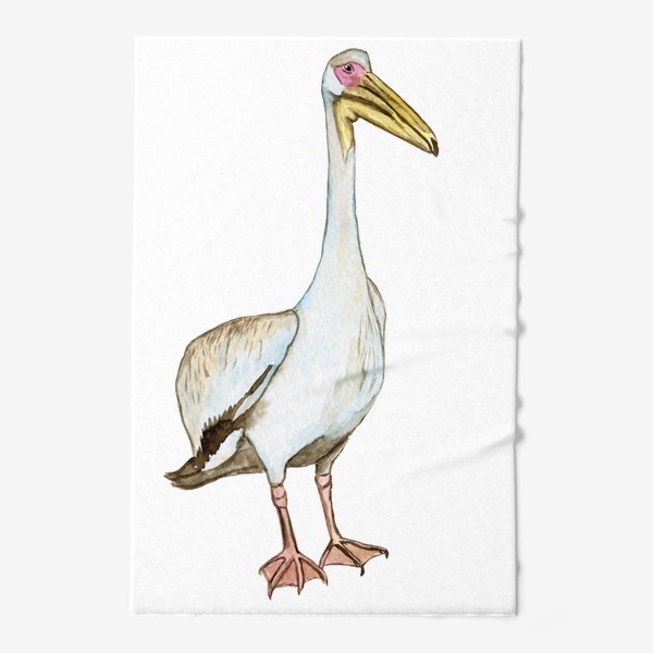 Полотенце «Акварельный белый пеликан птица»