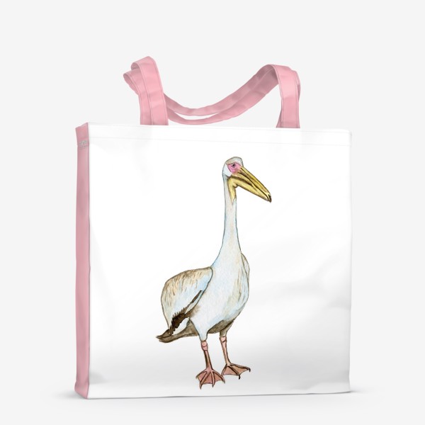 Сумка-шоппер «Акварельный белый пеликан птица»