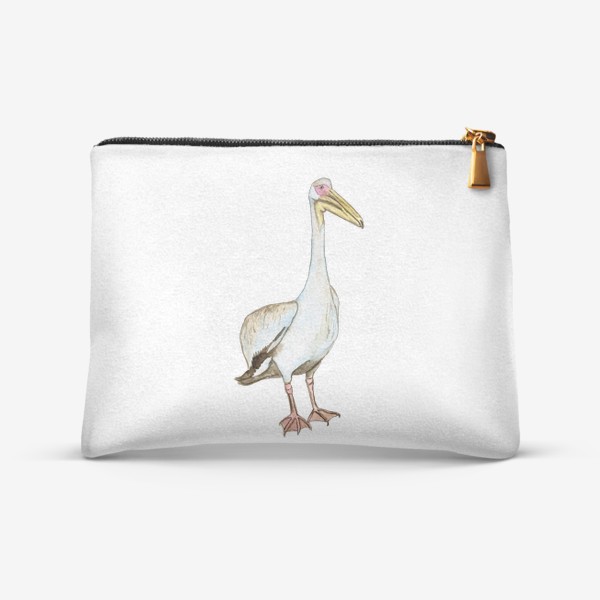Косметичка «Акварельный белый пеликан птица»