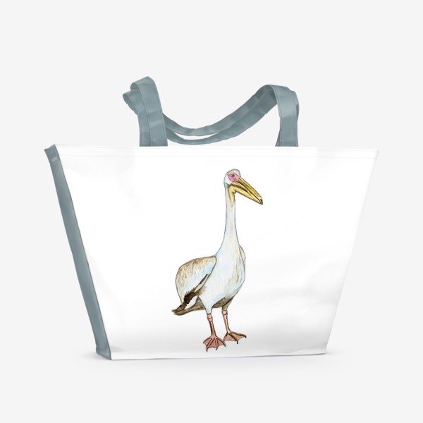 Пляжная сумка &laquo;Акварельный белый пеликан птица&raquo;