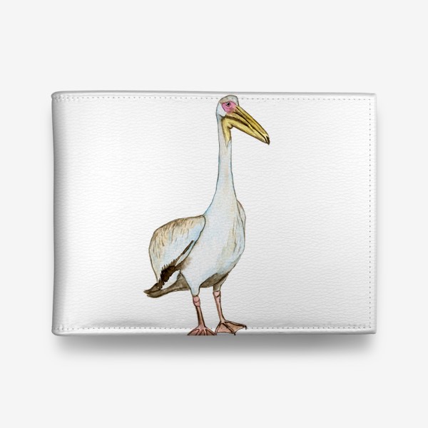 Кошелек «Акварельный белый пеликан птица»