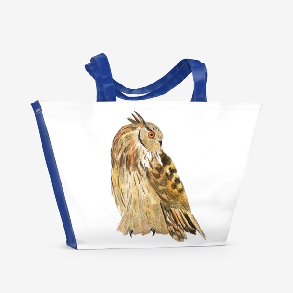 Пляжная сумка &laquo;Птица филин акварель&raquo;