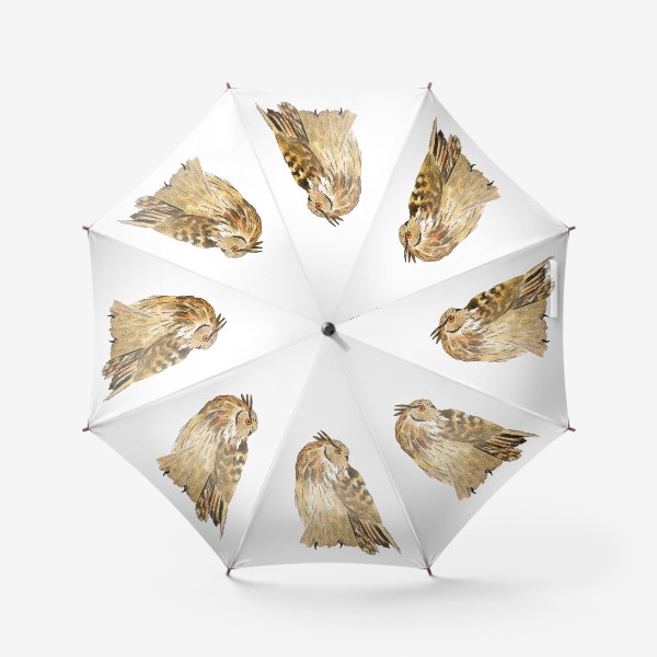 Зонт «Птица филин акварель»