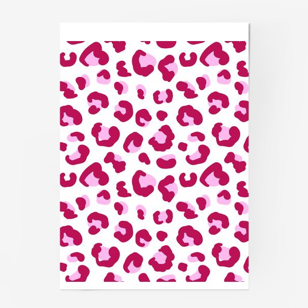Постер «Принт безшовный розовый на белом фоне с пятнами леопарда»