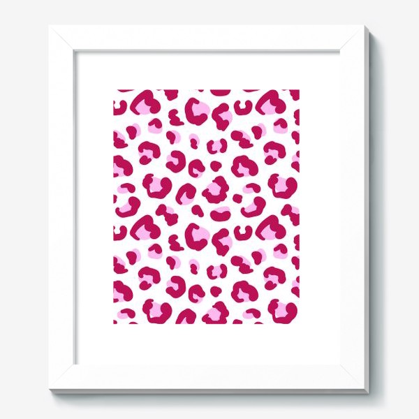 Картина «Принт безшовный розовый на белом фоне с пятнами леопарда»