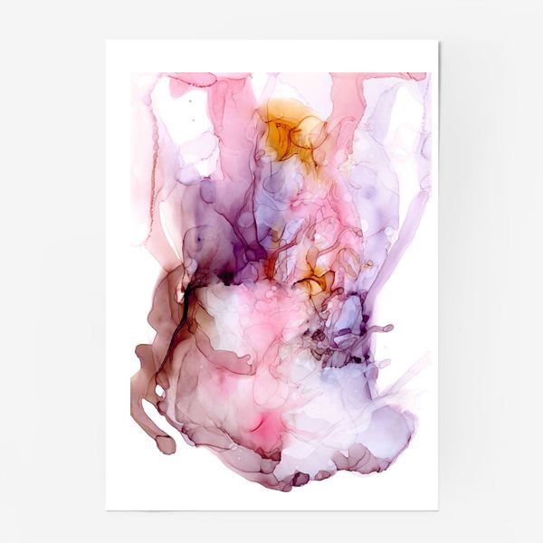 Постер &laquo;Stylized peach woman silhouette in lush light translucent bubbles - Человеческий силуэт в полупрозрачных пузырьках&raquo;