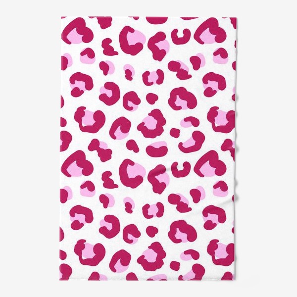 Полотенце «Принт безшовный розовый на белом фоне с пятнами леопарда»