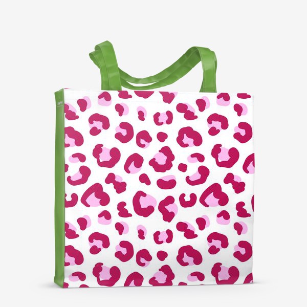 Сумка-шоппер «Принт безшовный розовый на белом фоне с пятнами леопарда»