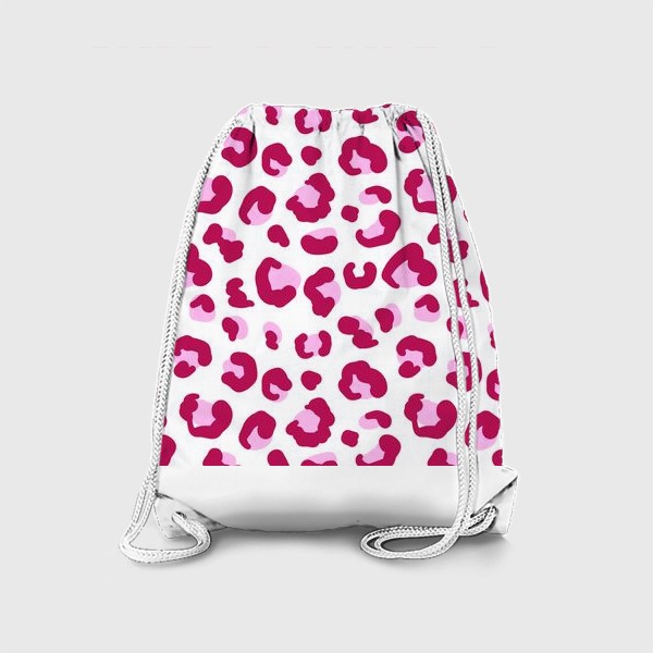 Рюкзак «Принт безшовный розовый на белом фоне с пятнами леопарда»
