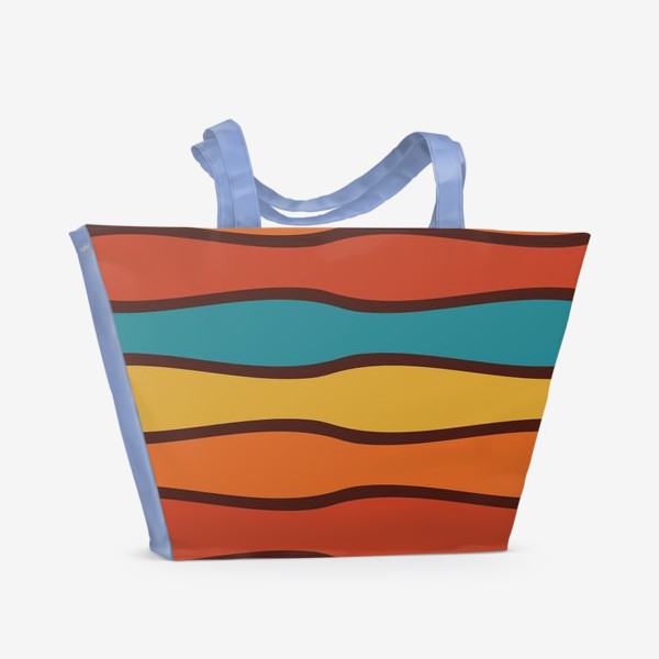 Пляжная сумка «Ретро полоски, волны»