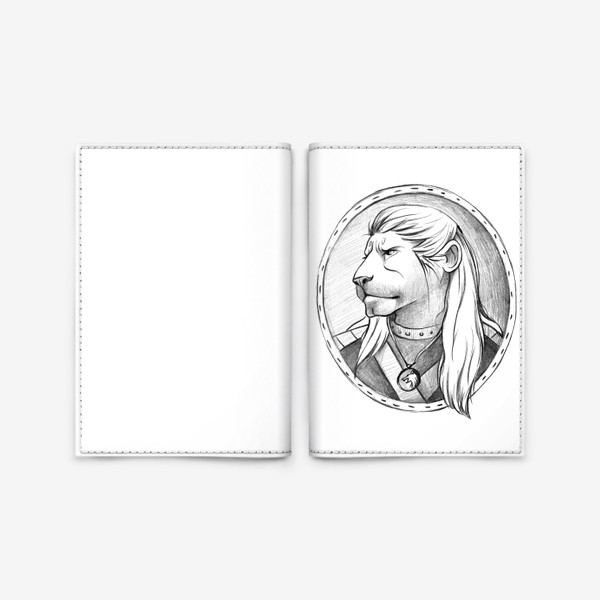 Обложка для паспорта &laquo;Лев в образе Ведьмака. Подарок Льву&raquo;