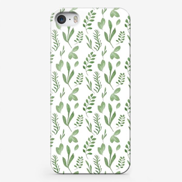 Чехол iPhone «Паттерн листья акварель»