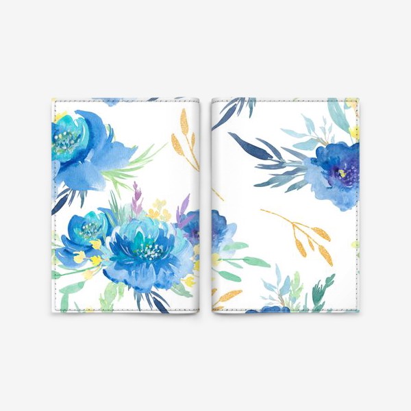 Обложка для паспорта «небесно голубые цветы»
