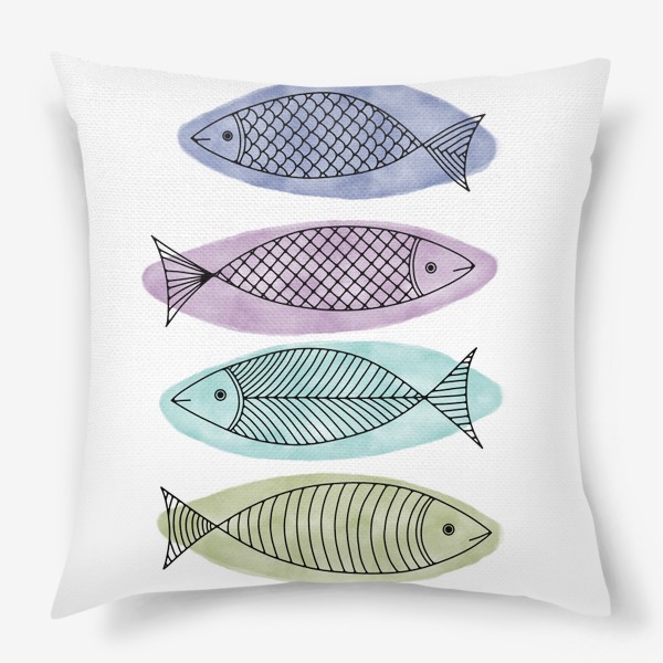 Подушка «Акварельные рыбы»