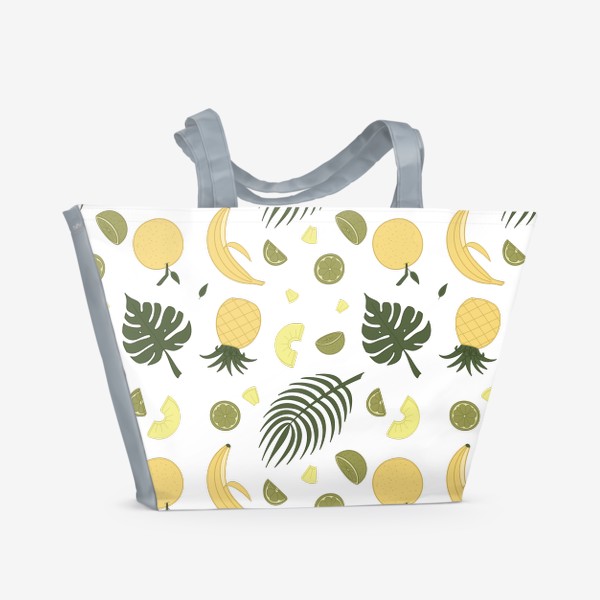 Пляжная сумка &laquo;Фрукты, лето и тропические листья&raquo;