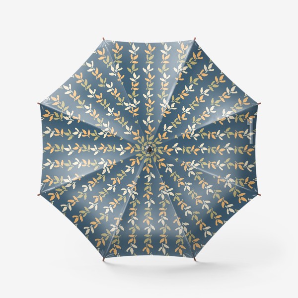 Зонт «Падают листья, синий паттерн»