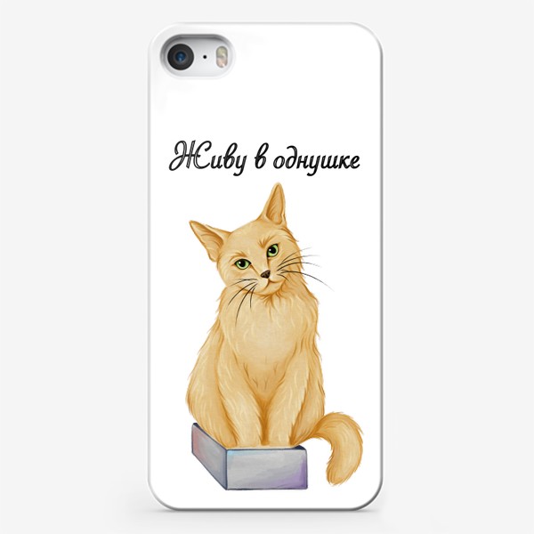 Чехол iPhone «Живу в однушке, рыжий кот. »