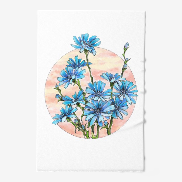 Полотенце &laquo;Цветы, цикорий, синий цветок, круг&raquo;