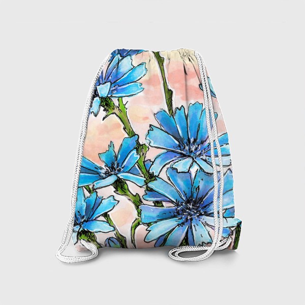 Рюкзак «Цветы, цикорий, синий цветок, круг»