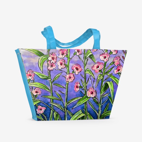 Пляжная сумка «Иван чай, цветы, лето, круг»