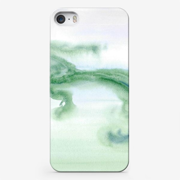 Чехол iPhone «Blurred watercolor graceful green fish with a long wavy tail - Грациозная зеленая рыбка с длинным волнистым хвостом»