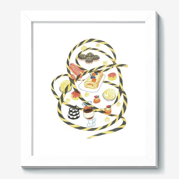 Картина «Appetizing delicate colorful desserts isolated by obstruction tape - Аппетитные нежные десерты, изолированные лентой»