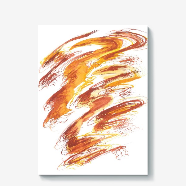 Холст &laquo;Fiery yellow-orange voluminous swirling fluffy lines with brown shadows - Огненно-оранжевые закрученные пушистые линии&raquo;