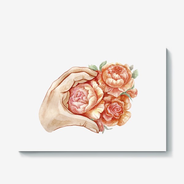 Холст «Цветы и руки»