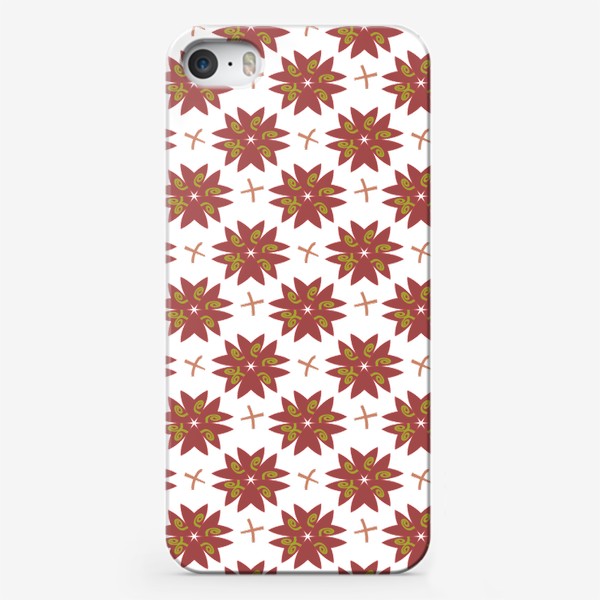 Чехол iPhone «Декоративный цветок и плюс.  Бесшовный фон. Иллюстрация.»