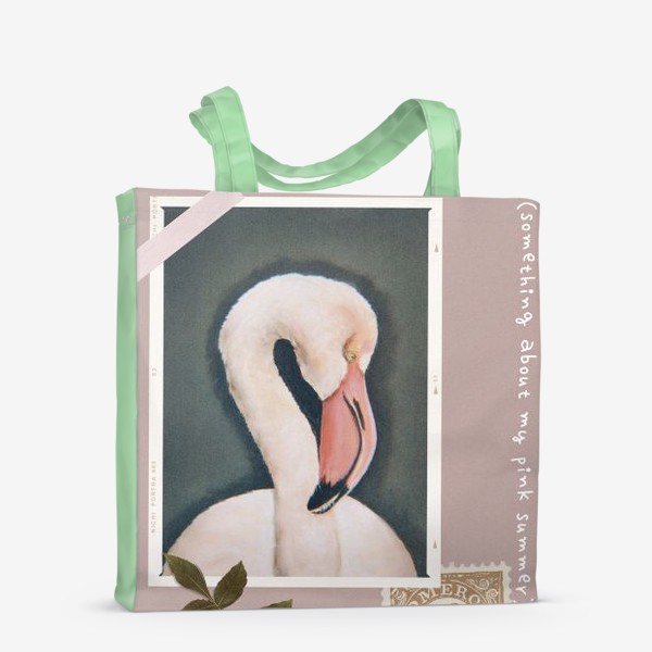 Сумка-шоппер «Розовый фламинго сухой пастелью и почтовые марки - коллаж»