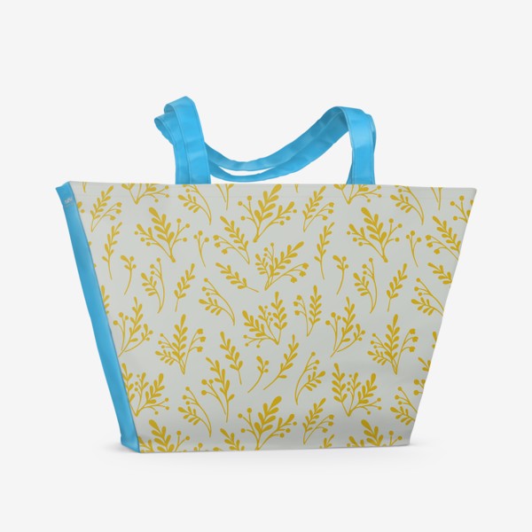 Пляжная сумка &laquo;Винтажный паттерн с силуэтами растений&raquo;