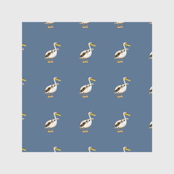 Шторы «Паттерн белый пеликан птица акварельная»