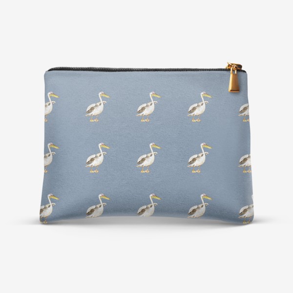 Косметичка «Паттерн белый пеликан птица акварельная»