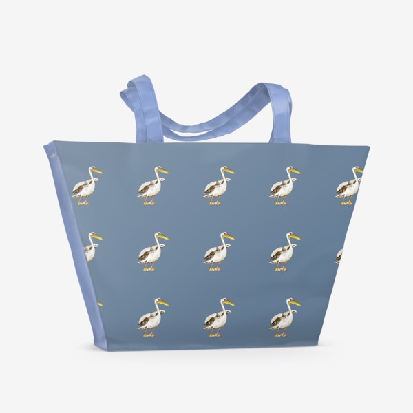Пляжная сумка «Паттерн белый пеликан птица акварельная»