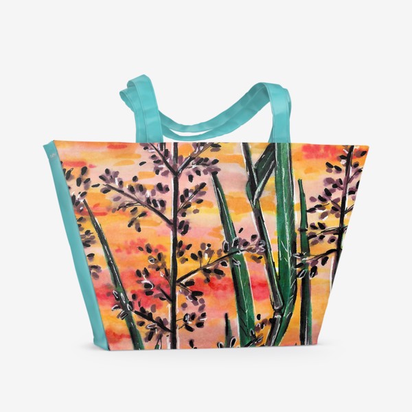 Пляжная сумка &laquo;Летние травы, трава, закат&raquo;