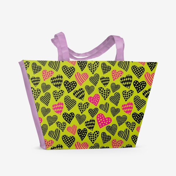 Пляжная сумка «Bright Cartoon Hearts»