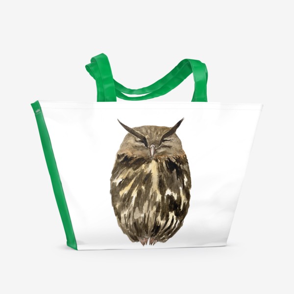 Пляжная сумка &laquo;Филин / сова акварельная птица&raquo;