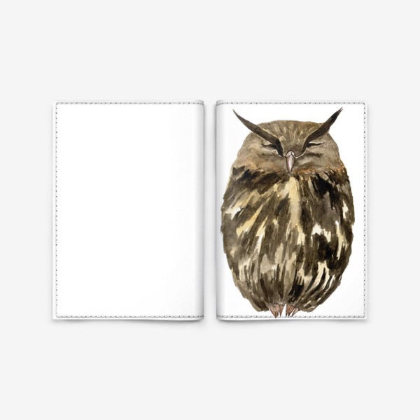 Обложка для паспорта «Филин / сова акварельная птица»
