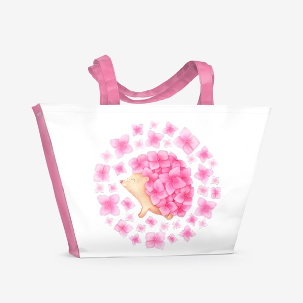 Пляжная сумка «Цветущий ёж 2. Цветы розовой гортензии»