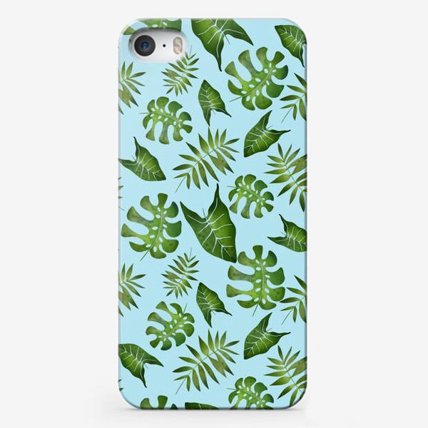 Чехол iPhone «Тропические листья. Акварель.»