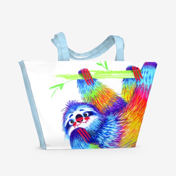 Пляжная сумка «Радужный ленивец»
