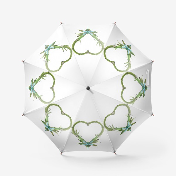 Зонт «Бамбуковое сердце со стрекозой. Восточный принт. Акварель.»