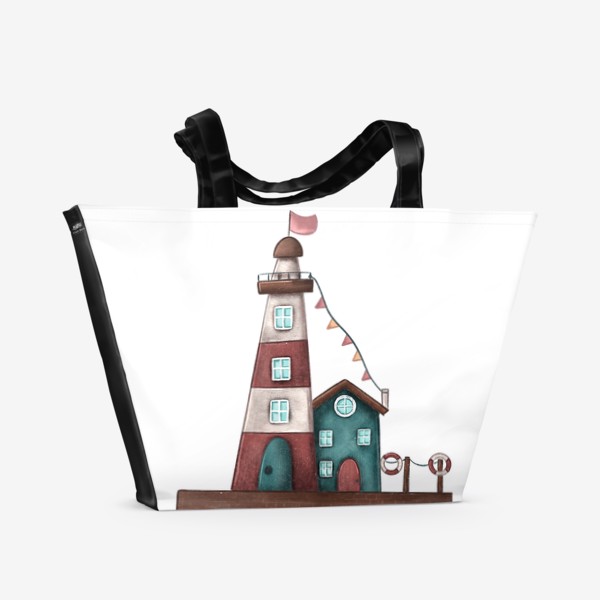 Пляжная сумка «Маяк с домом»