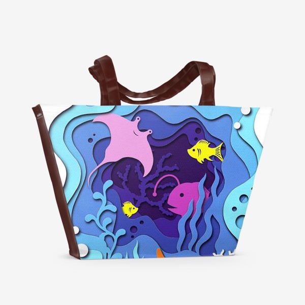 Пляжная сумка «Морские жители. Аппликация. Море, рыбки»