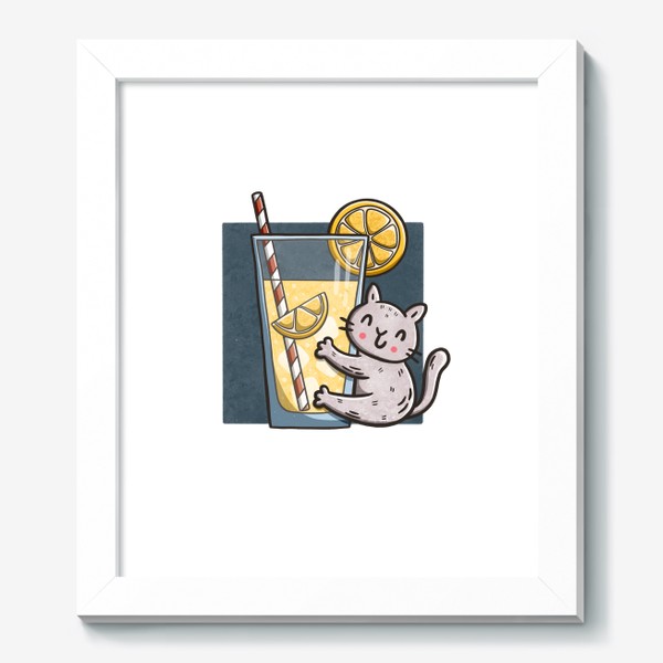 Картина «Милый котик и лимонад с лимоном »