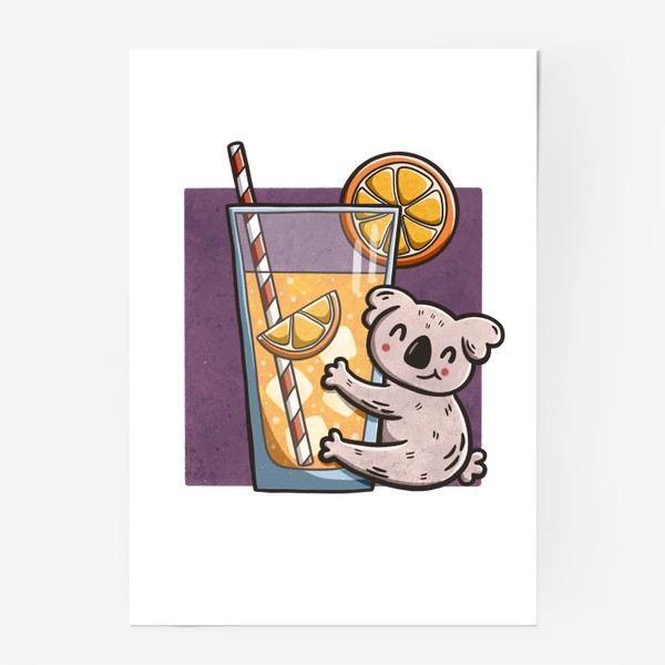 Постер &laquo;Милая коала и лимонад с апельсином&raquo;