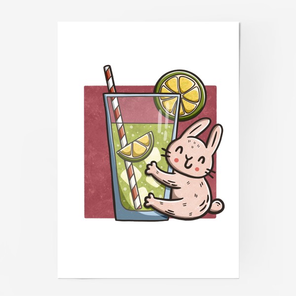 Постер «Милый зайчик и лимонад с лаймом»