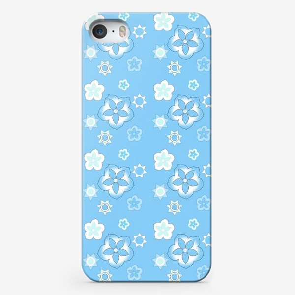 Чехол iPhone «Цветы-звезды в синих тонах»