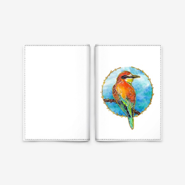 Обложка для паспорта «Птица, золотистая щурка, круг»