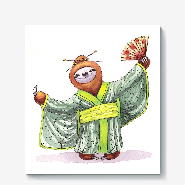 Холст «Ленивец в кимоно»